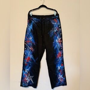 Abstract Painted size snap Black Pants